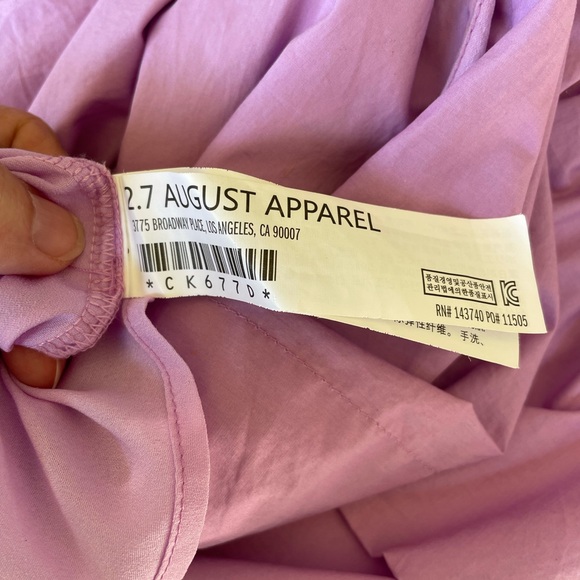 English Factory Purple Short Sleeve Cotton Blend Ruffle Detail Dress. - Picture 11 of 12